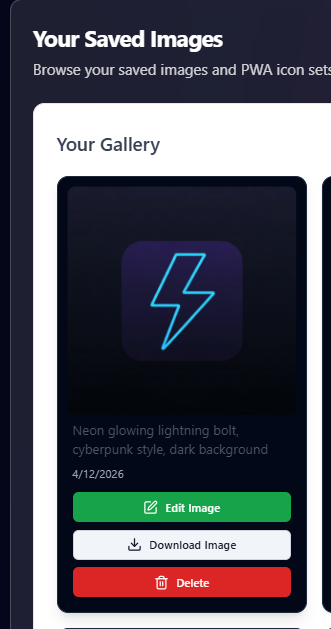 Action buttons Edit and Create Icons Save to Gallery Splash Screens